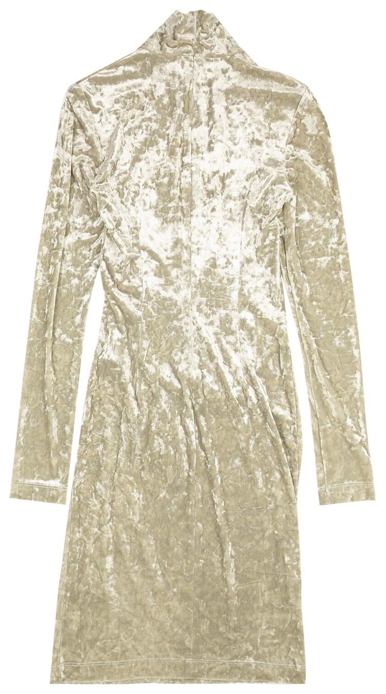 Off White Velvet Fitted Dress Beige