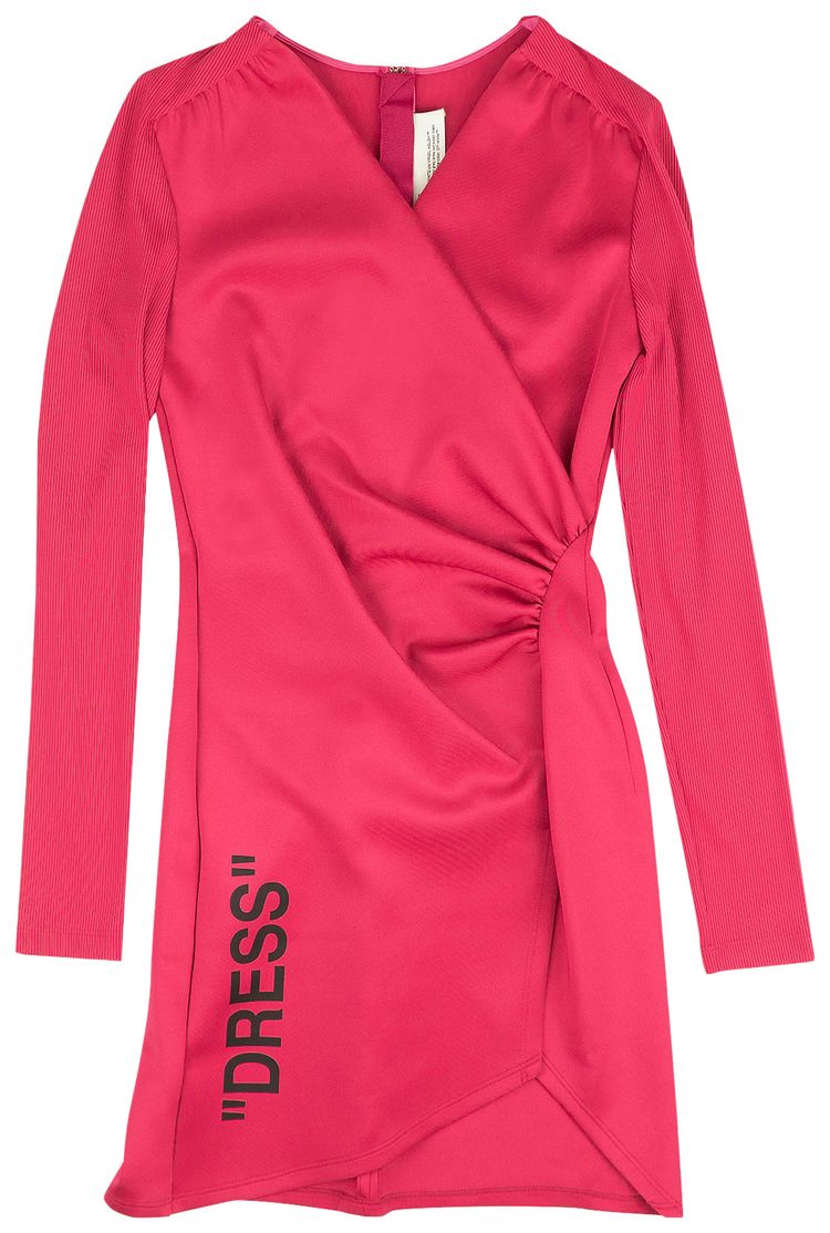 Off White Gathered Waist Mini Dress Pink