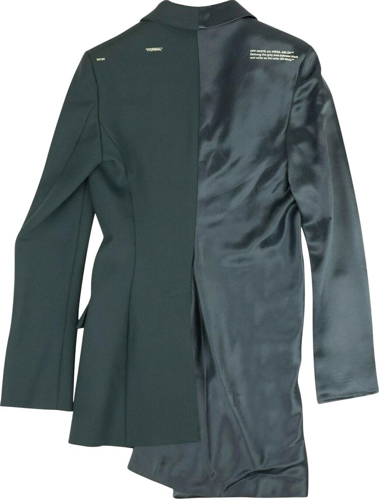 Off White Satin Blazer Dress Teal