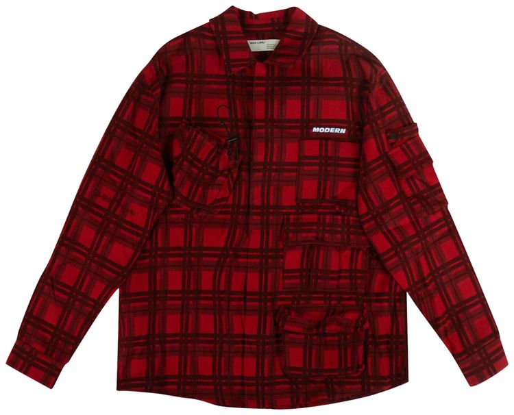 Off White Check Voyager Long Sleeve Shirt Red