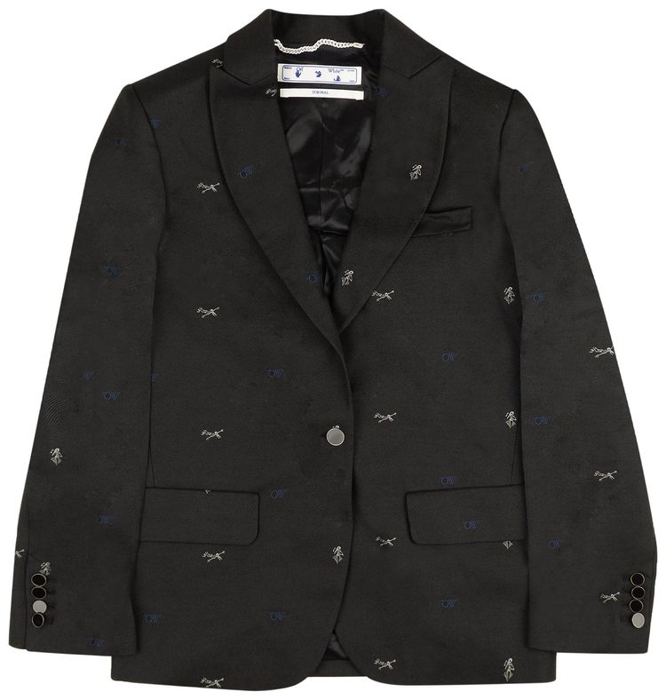 Off White Jacquard Tomboy Jacket Black