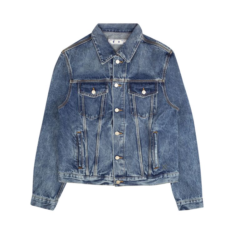 Off White Pivot Slim Denim Jacket Blue