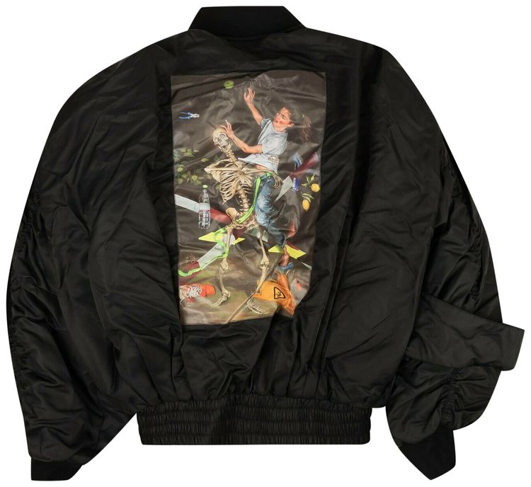 Off White Pascal Print Pivot Bomber Black