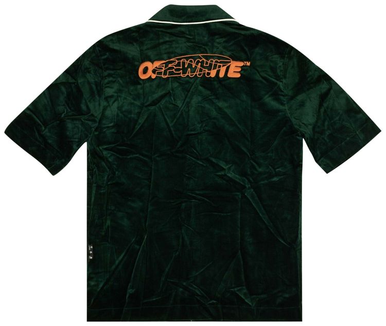 Off White Velvet Pajama Shirt DarkGreen