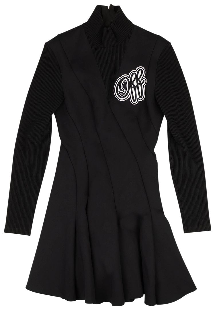Off White Logo Skater Dress Black