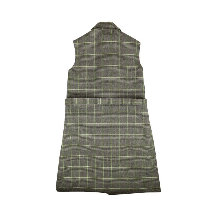 Off White Plaid Belt Vest Coat GreyGreen