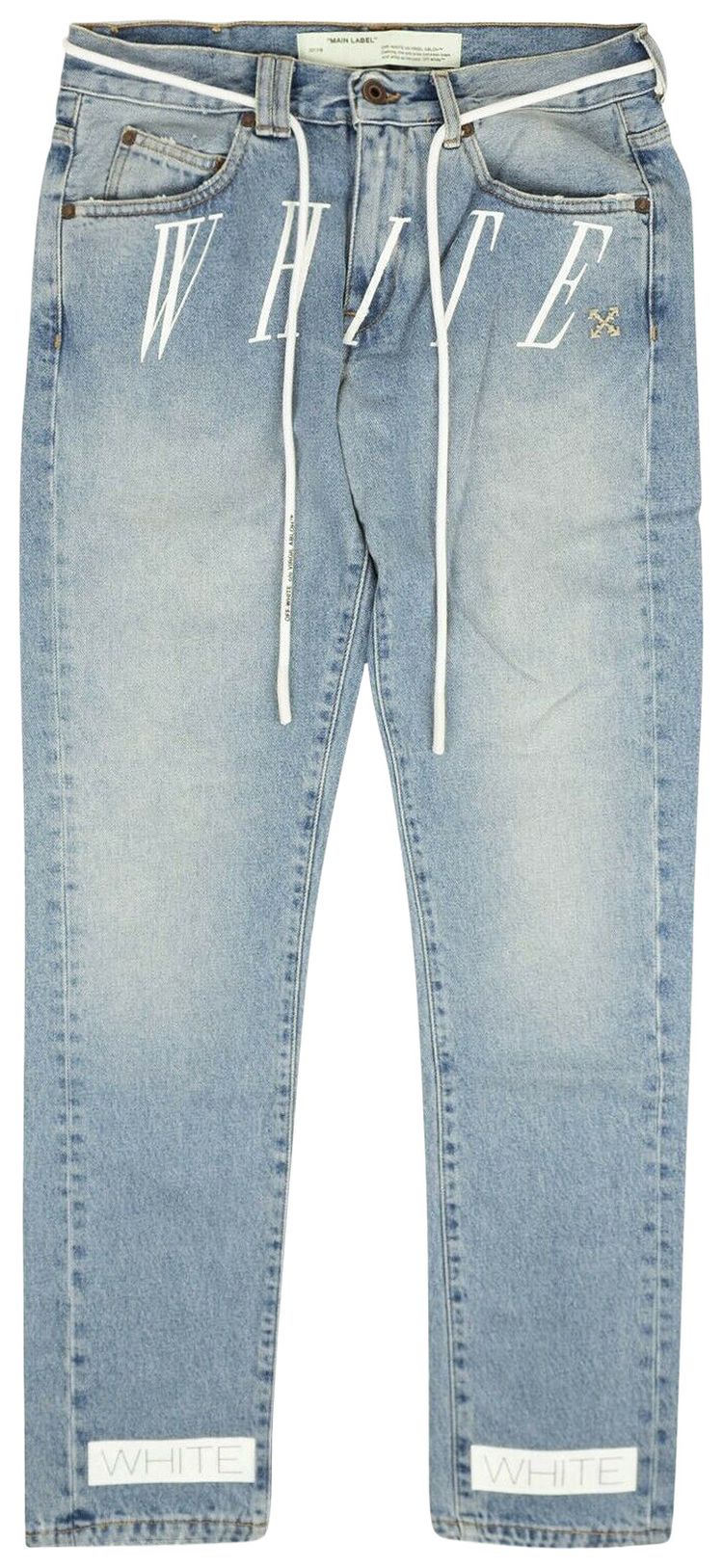 Off White Bleach Nikel Denim Jeans Blue