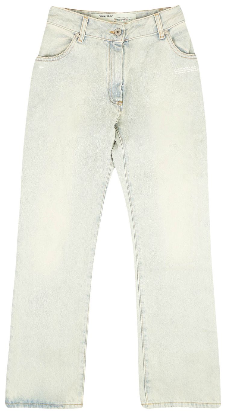 Off White Cropped Jeans Light Blue