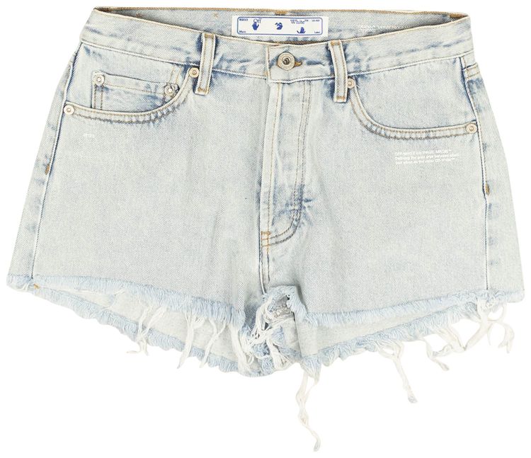 Off White Bleach Jean Shorts BlueBleach