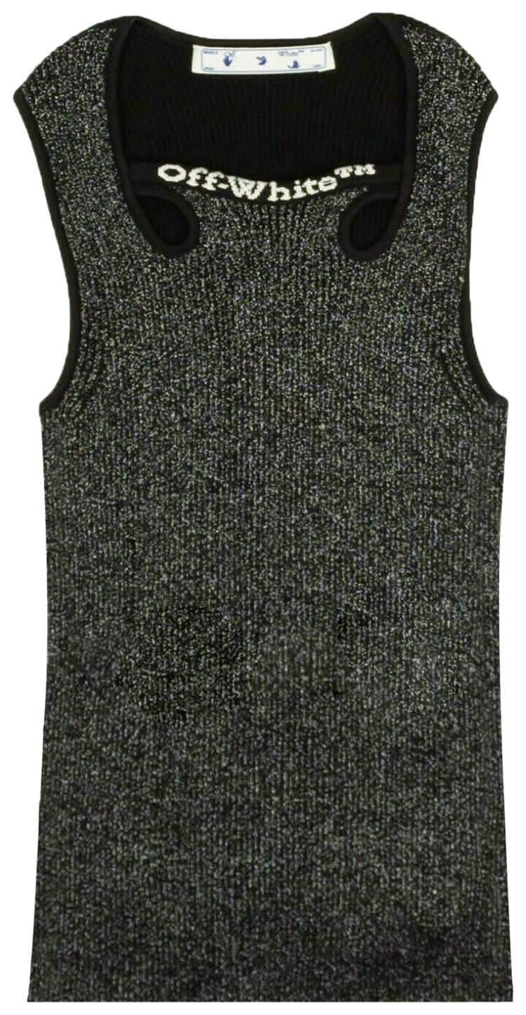 Off White Shiny Logo Tank Top Black