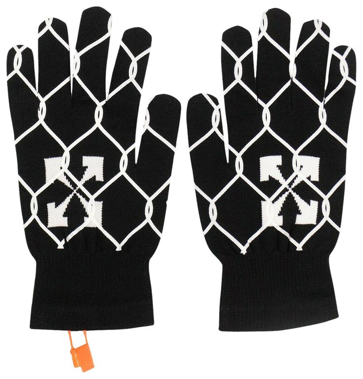 Off White Fence Knit Gloves Black