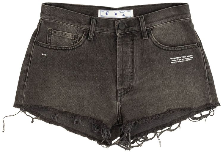 Off White Cotton Denim Jean Shorts Grey