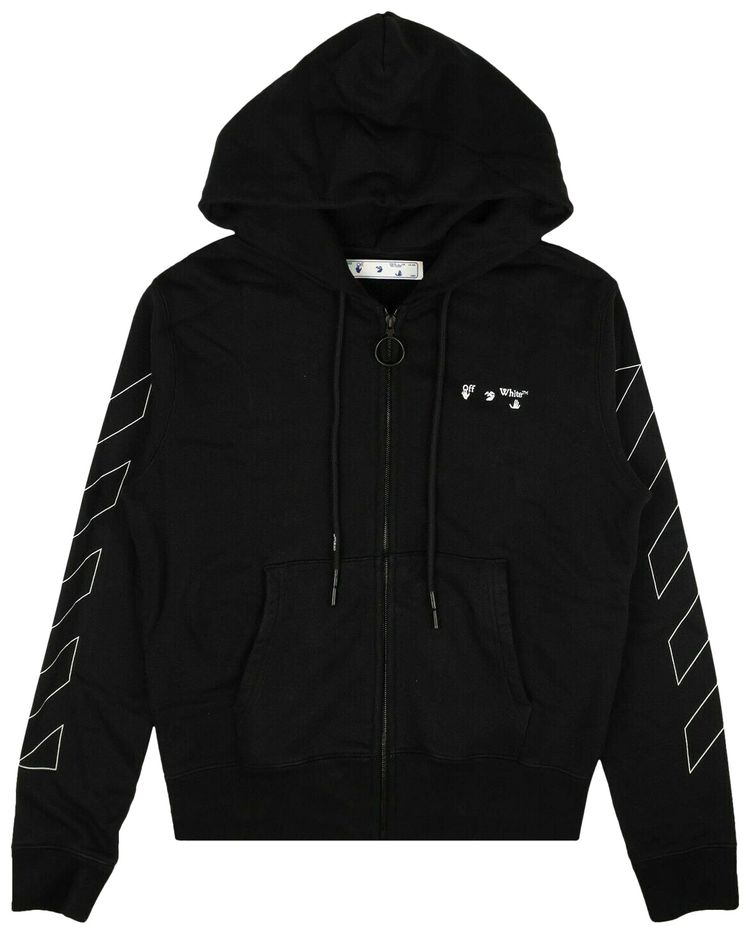 Off White Diag Logo Slim Zip Hoodie Black