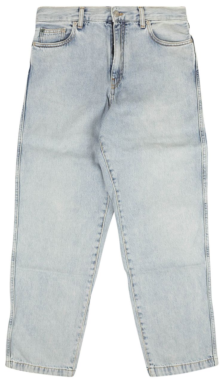 Off White Diagonal Relaxed Skate Jeans Blue