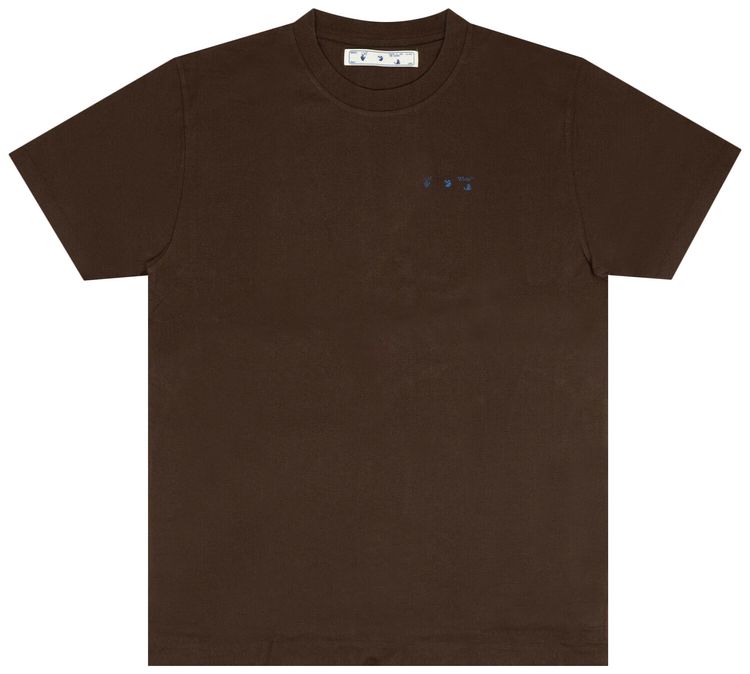 Off White Short Sleeve Flag T Shirt Brown
