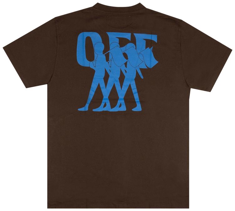 Off White Short Sleeve Flag T Shirt Brown