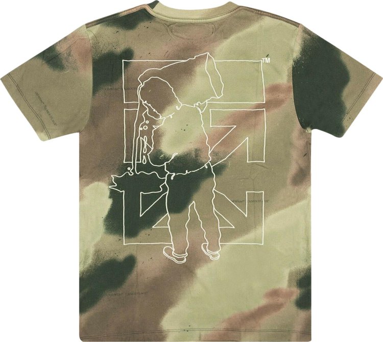 Off White Camo Barrel Workers T Shirt Green