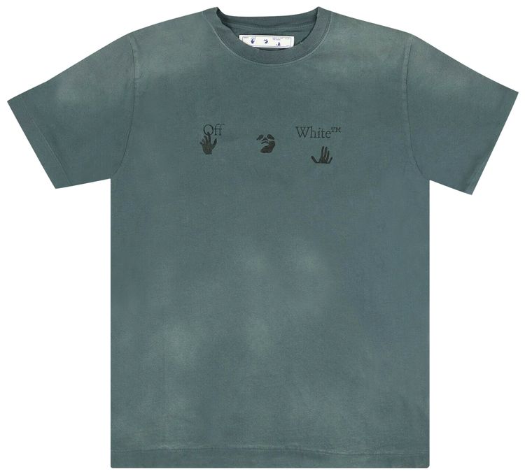 Off White Logo Vintage Slim T Shirt Teal