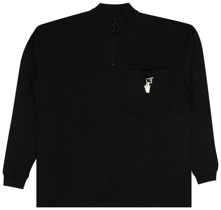 Off White Cut Here Mock Neck T Shirt Black