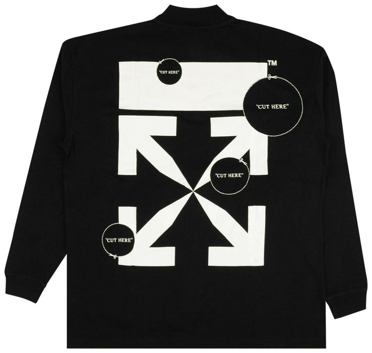 Off White Cut Here Mock Neck T Shirt Black