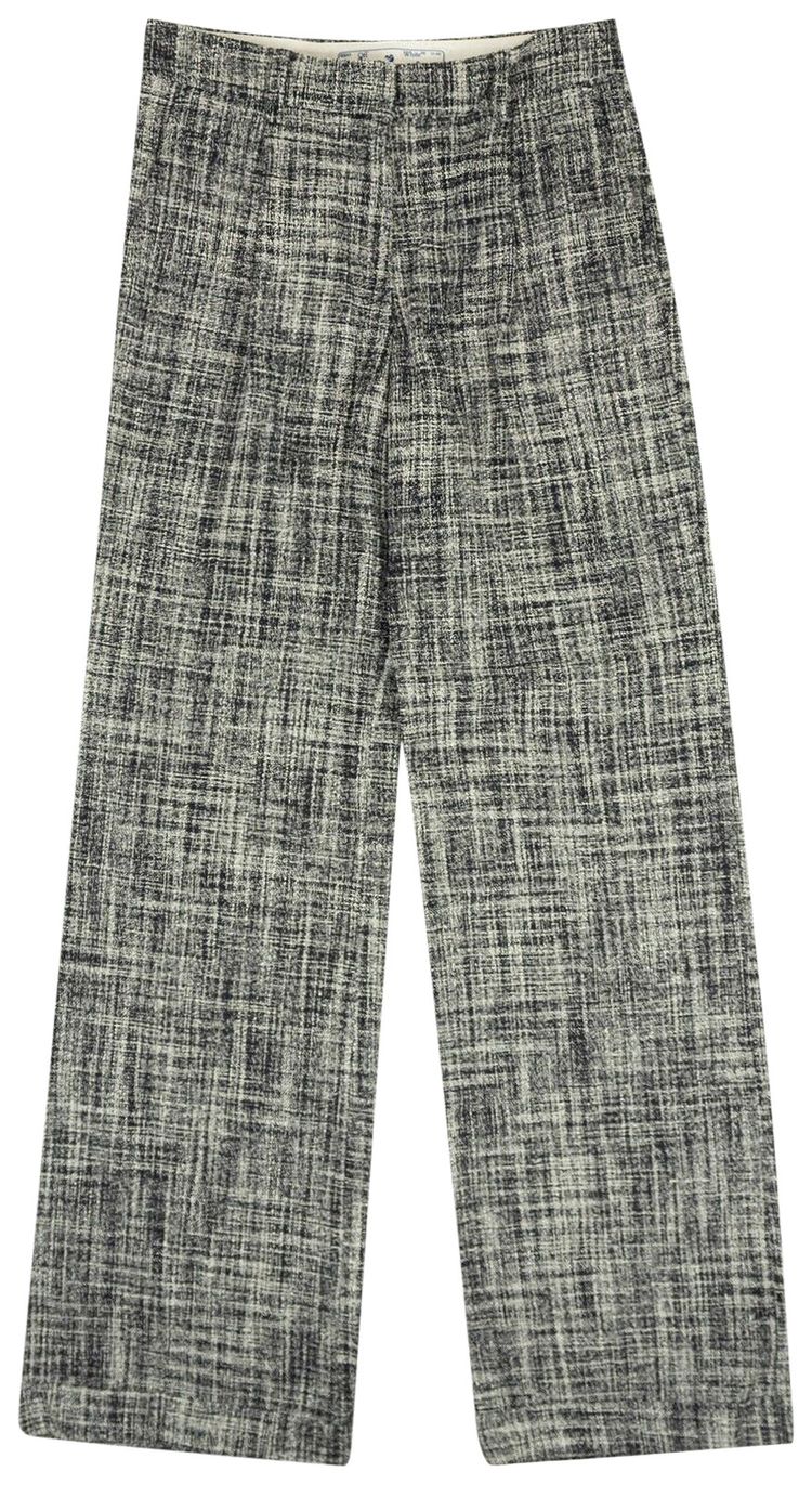 Off White Tweed Formal Pants BlackWhite