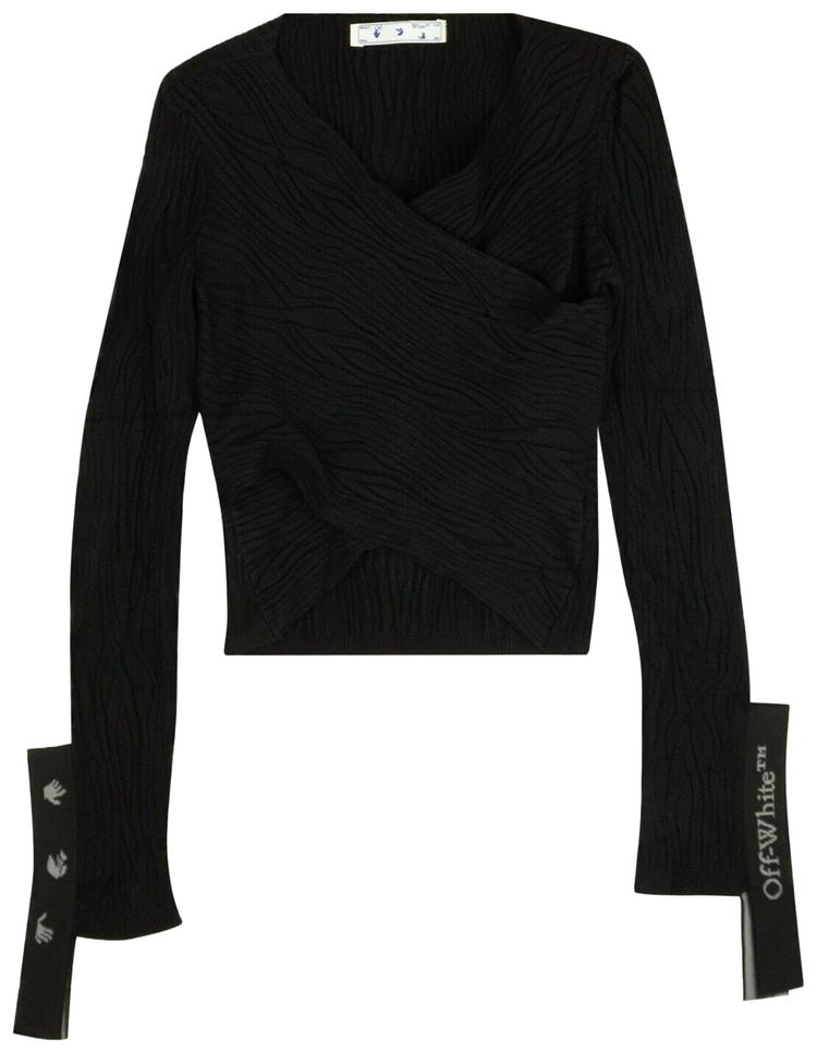 Off White Moire V Neck Shirt Black