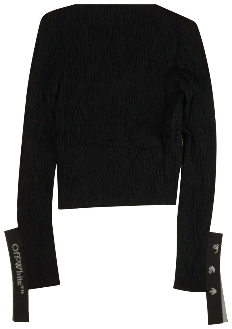 Off White Moire V Neck Shirt Black