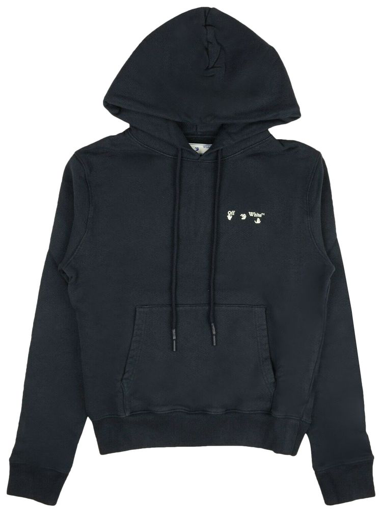 Off White Ow Logo Slim Hoodie Dark Blue