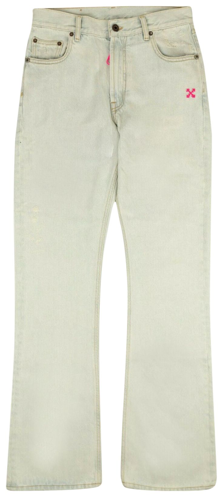 Off White Diagonal Low Fit Jeans White
