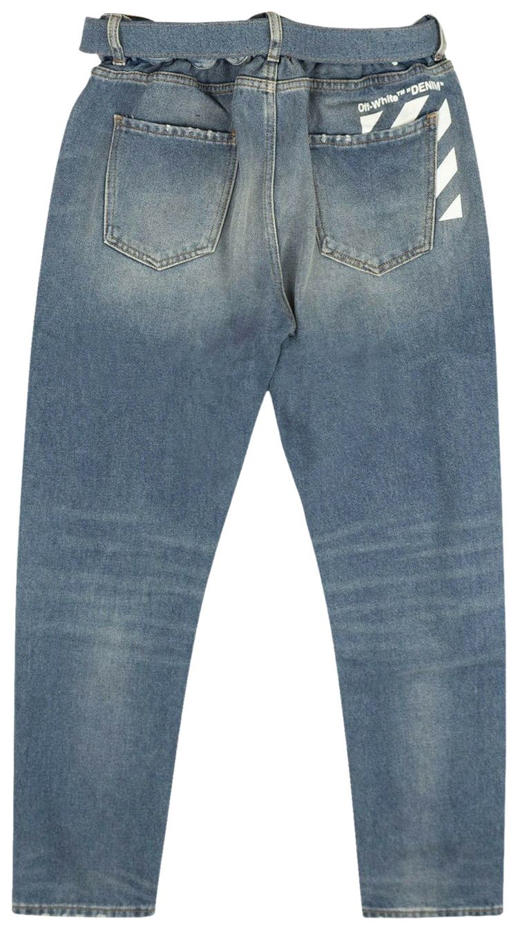 Off White Belted Low Crotch Jeans Blue