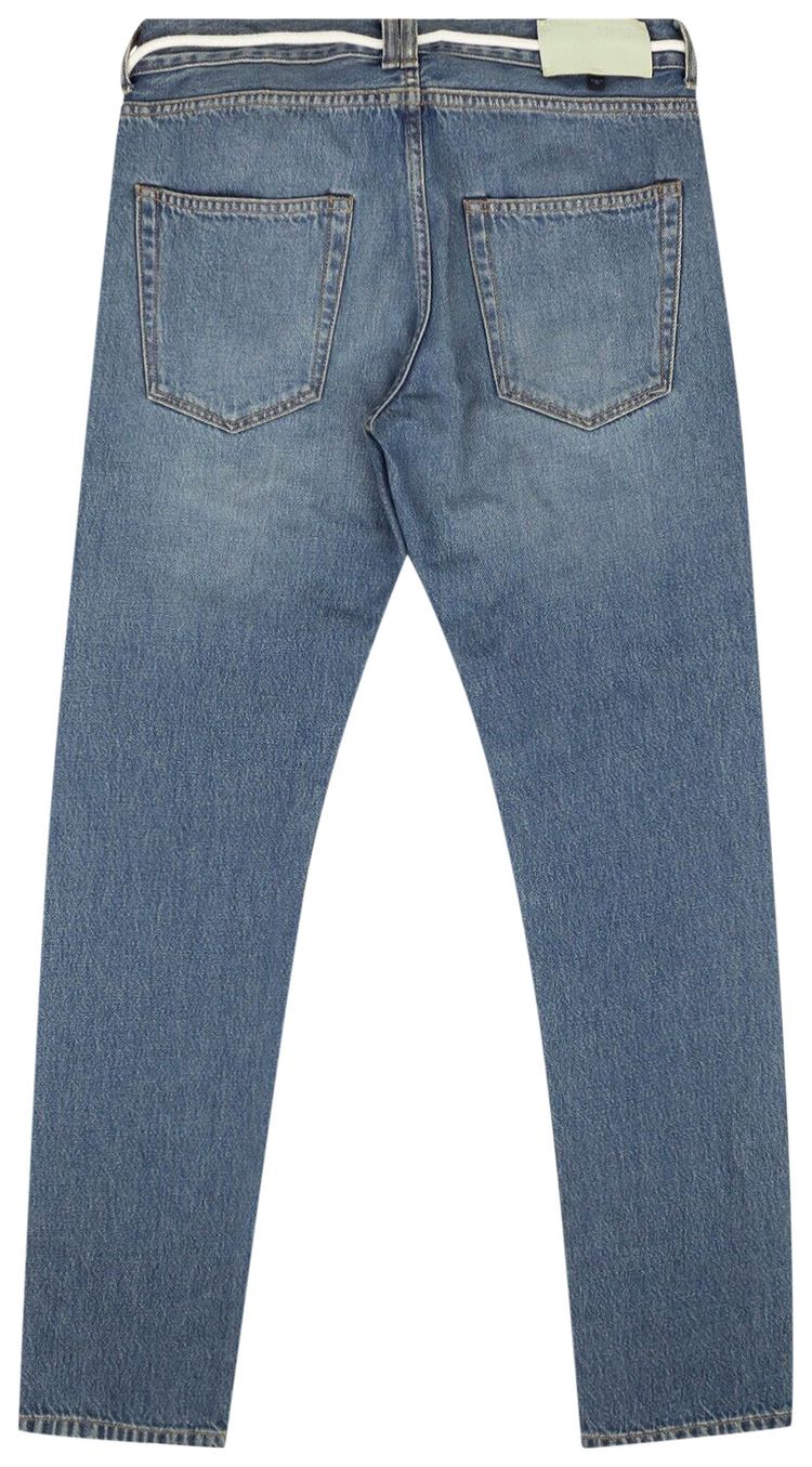 Off White Shoe Lace Belt Jeans Blue
