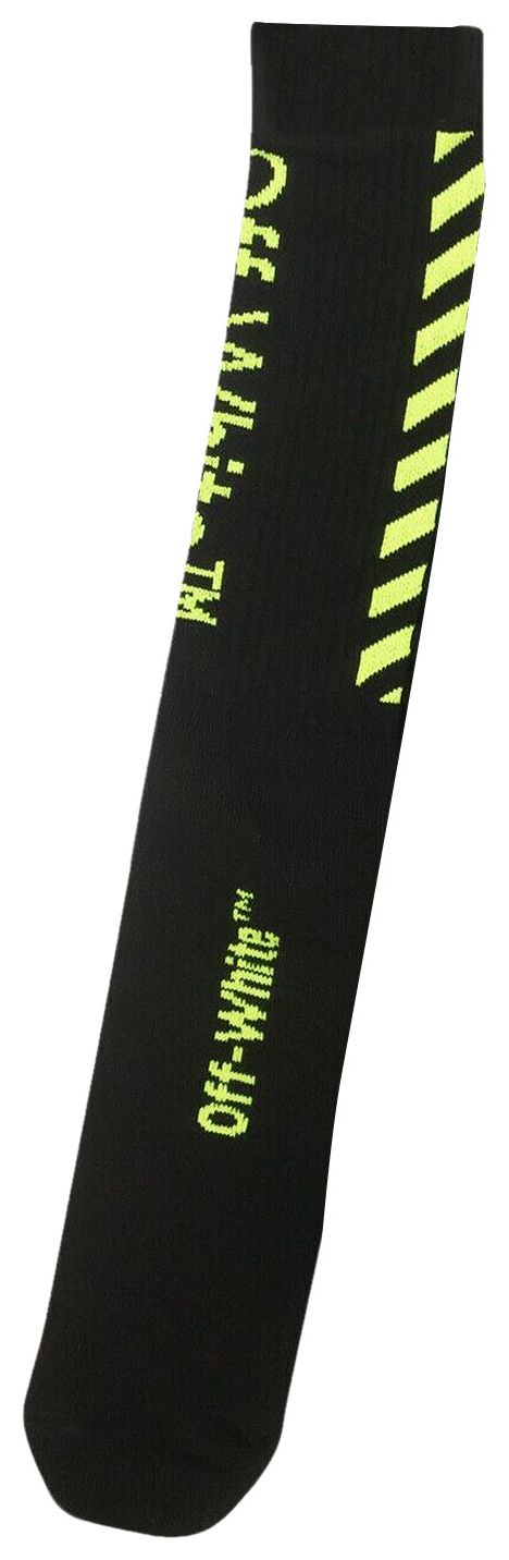 Off White Diag Socks BlackNeon