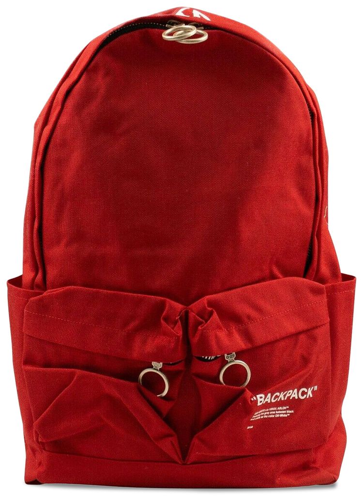 Off White Quote Logo Backpack Orange