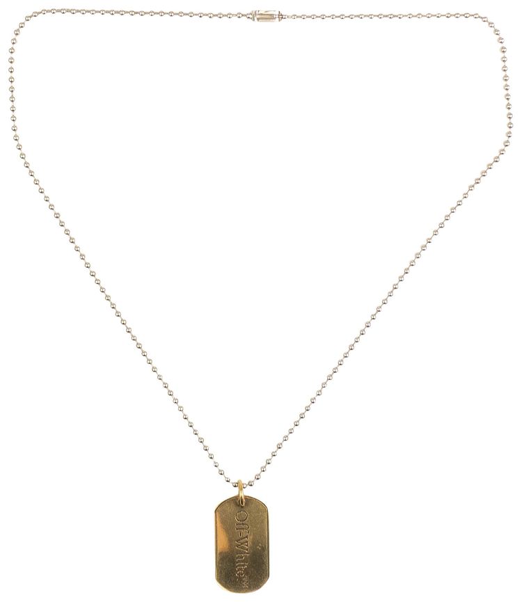 Off White Dogtag Logo Necklace Gold