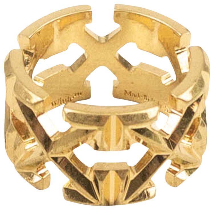 Off White Arrow Logo Ring Gold