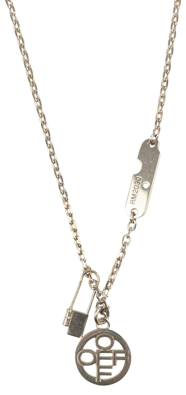 Off White Cross Locker Necklace Silver