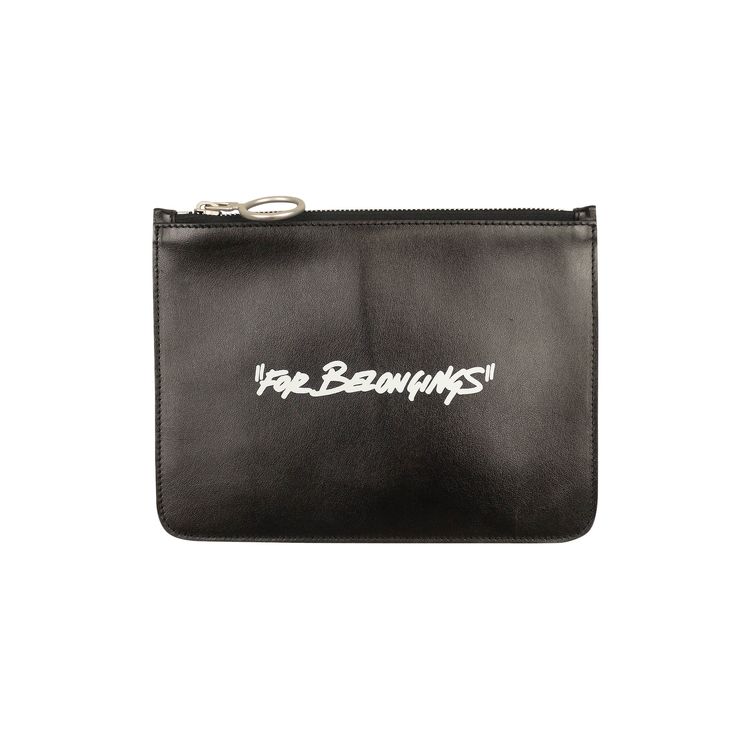 Off White Quote Flat Pouch Black