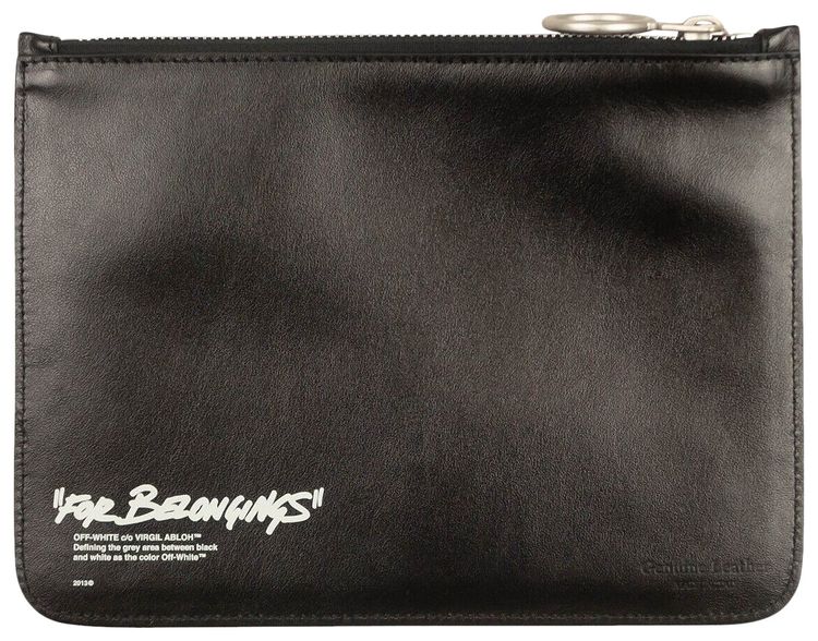 Off White Quote Flat Pouch Black