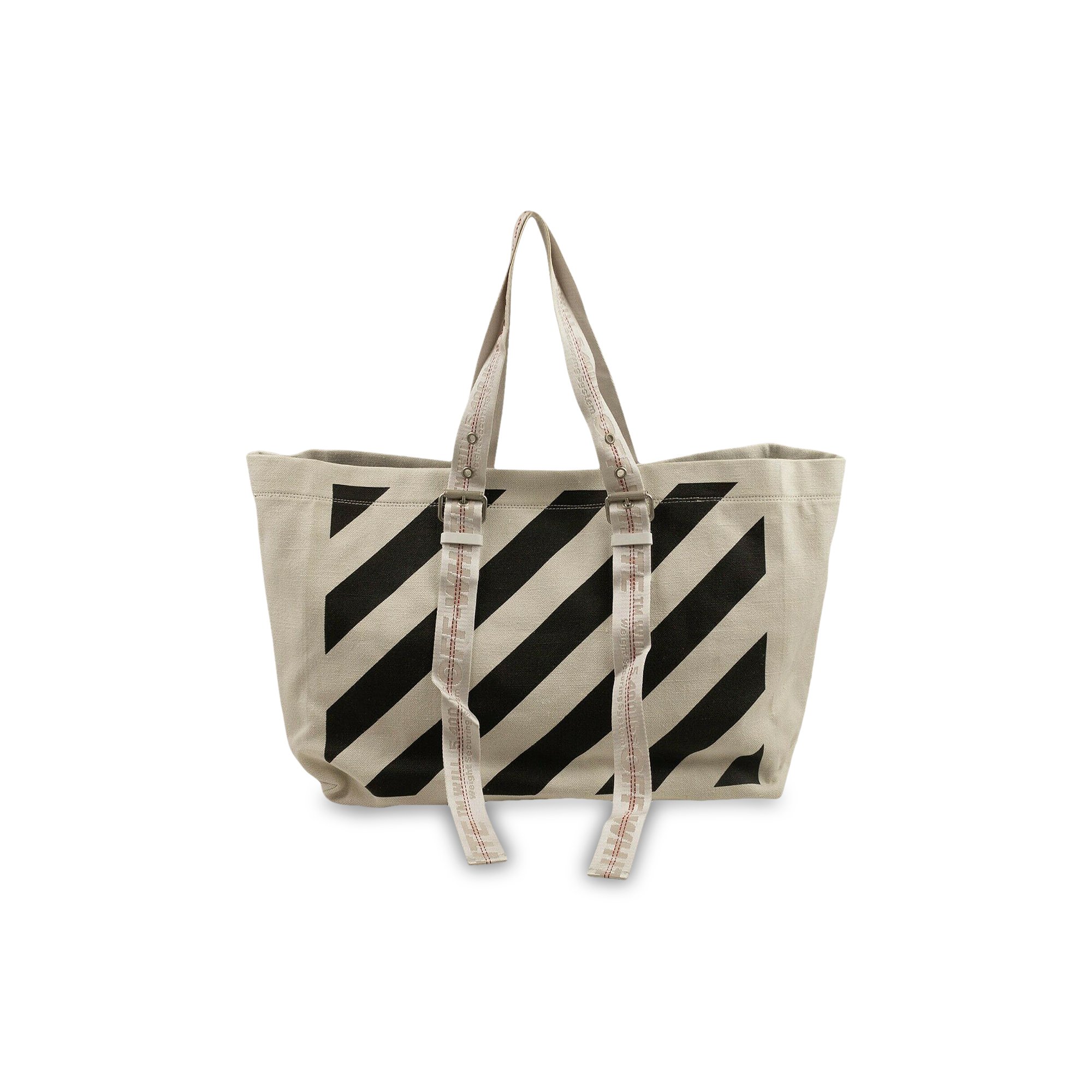 Buy Off-White Canvas Diag Stripe Tote Bag 'White