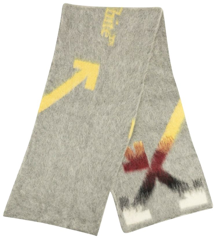 Off White Fuzzy Arrow Scarf Grey