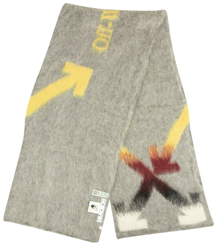 Off White Fuzzy Arrow Scarf Grey