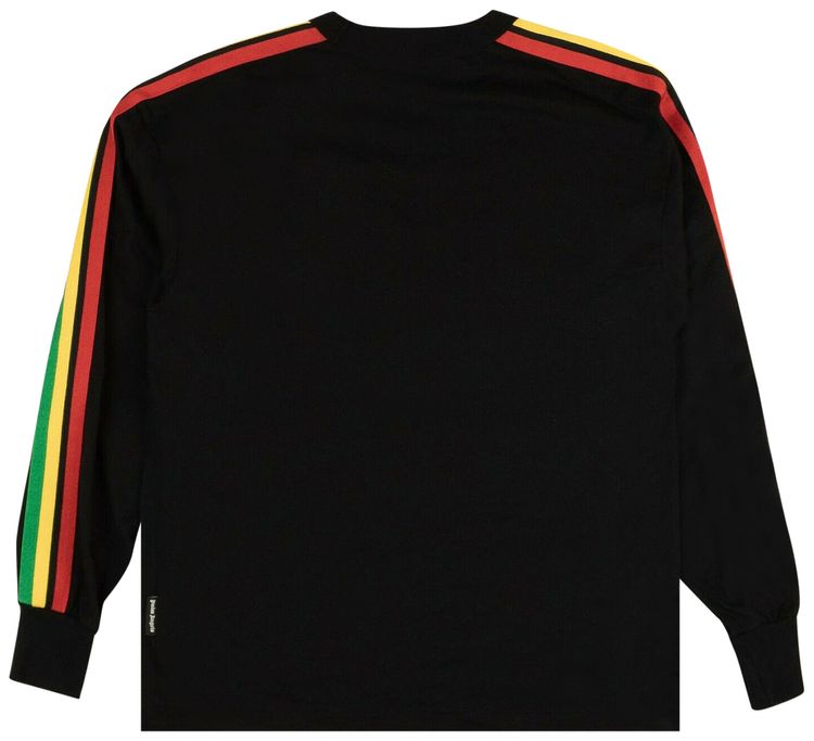 Palm Angels Miami Logo Striped Long Sleeve T Shirt Black