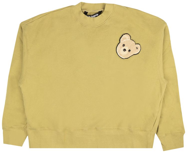Palm Angels Bear Logo Crewneck Sweatshirt Kaki