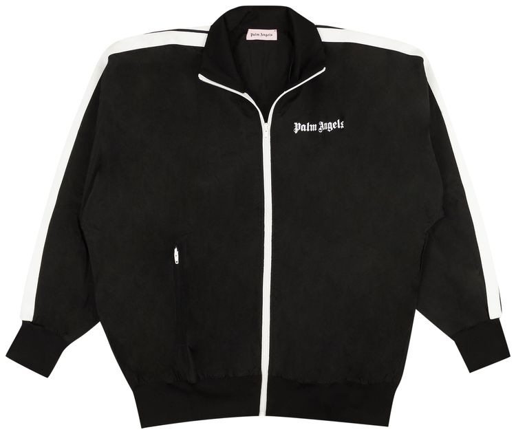 Palm Angels Over Logo Zip Up Track Jacket Black