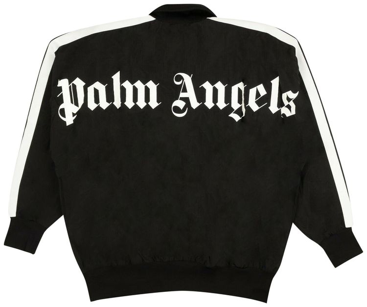 Palm Angels Over Logo Zip Up Track Jacket Black