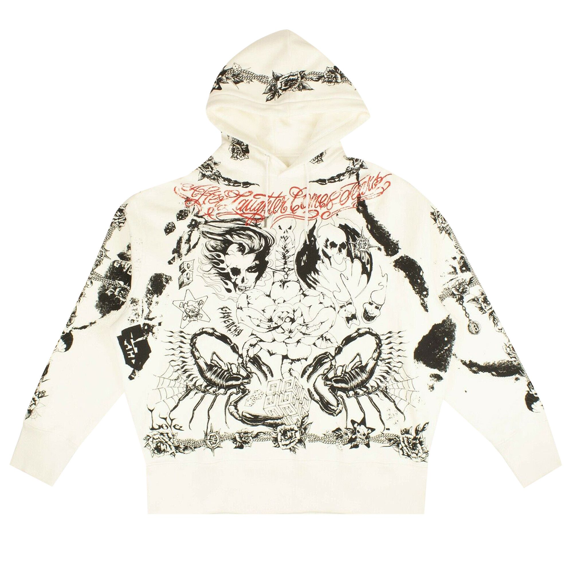 Buy Givenchy Tattoo Oversized Hoodie Sweatshirt White Black BMJ0BE3Y69 100 GOAT CA