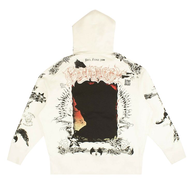 Givenchy Tattoo Oversized Hoodie Sweatshirt WhiteBlack