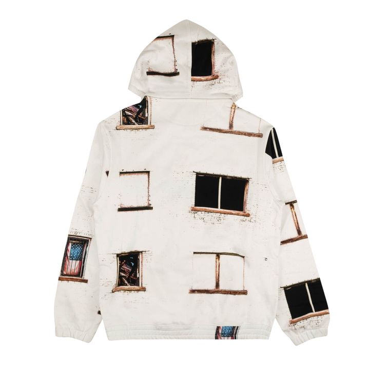 424 Flag Barred Window Hooded Sweatshirt White