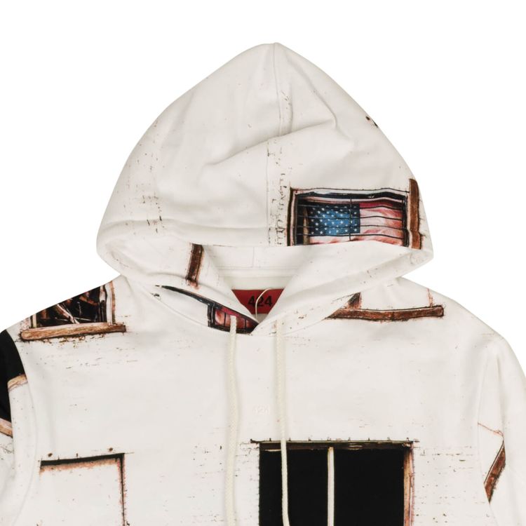 424 Flag Barred Window Hooded Sweatshirt White