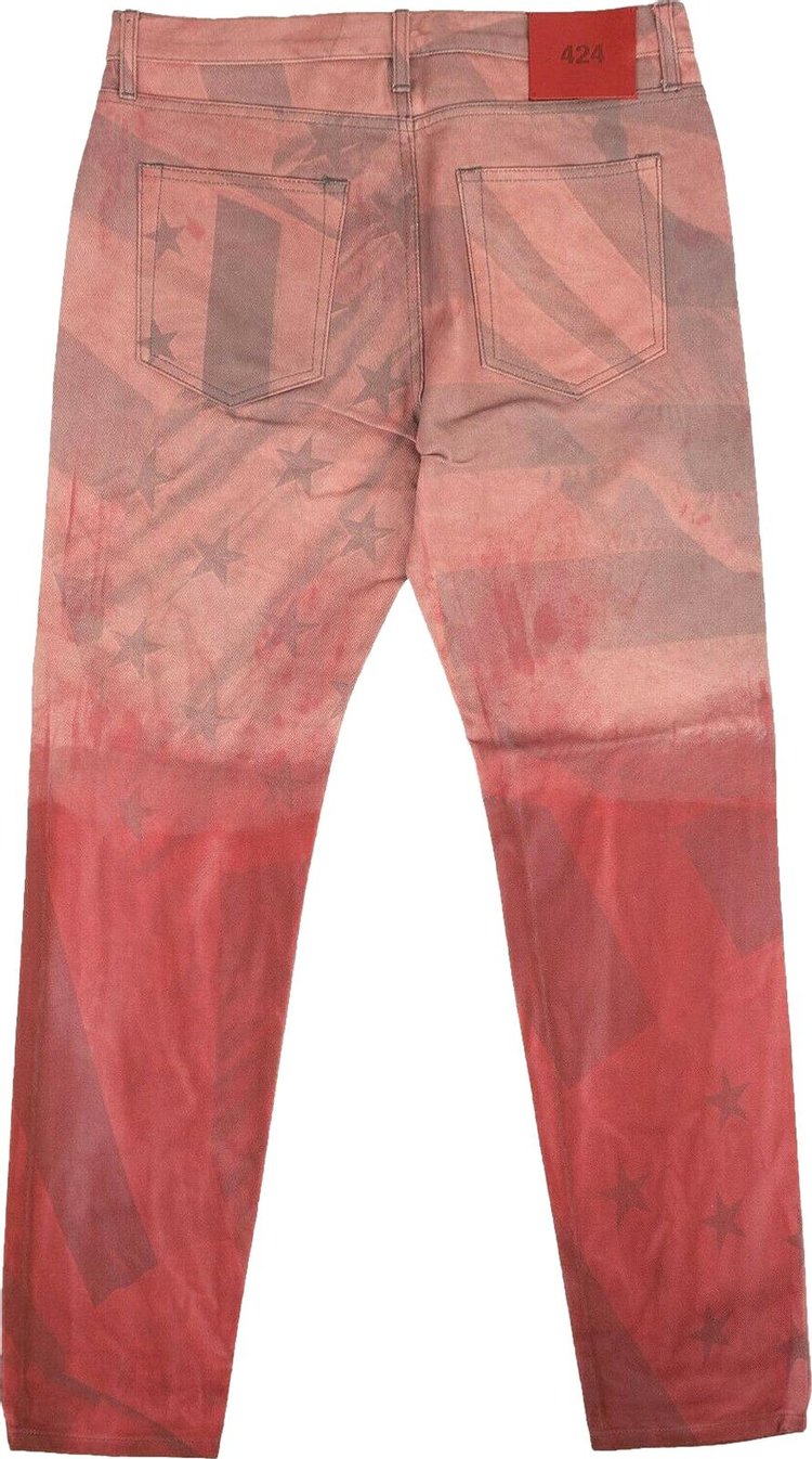 424 Dip American Flag Straight Fit Jeans Red